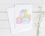 Greeting Card: Alef-Bet Baby Blocks - Children's Blessing Micrography