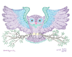 Owl Micrography Print - Beautiful Beyond the Pain / Crohn's & Colitis Awareness (8"x10")