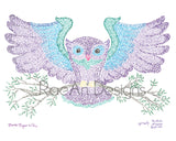 Owl Micrography Print - Beautiful Beyond the Pain / Crohn's & Colitis Awareness (8"x10")