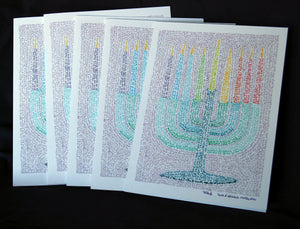 Greeting Card: Chanukah Menorah Micrography - Chanukiyah Hanukkah Card