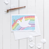 Greeting Card: Mi Shebeirach Dove Micrography - Get Well Card, Prayer for Healing