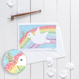 Greeting Card: Mi Shebeirach Dove Micrography - Get Well Card, Prayer for Healing