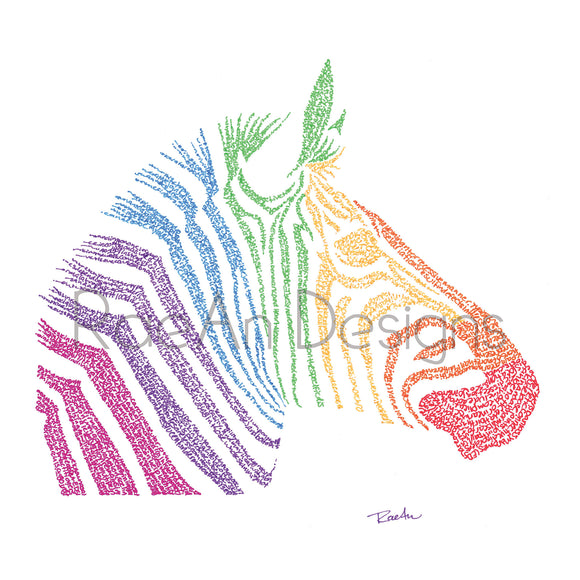 Rainbow Zebra - EDS - Disability Pride Micrography Print (8